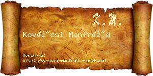 Kovácsi Manfréd névjegykártya